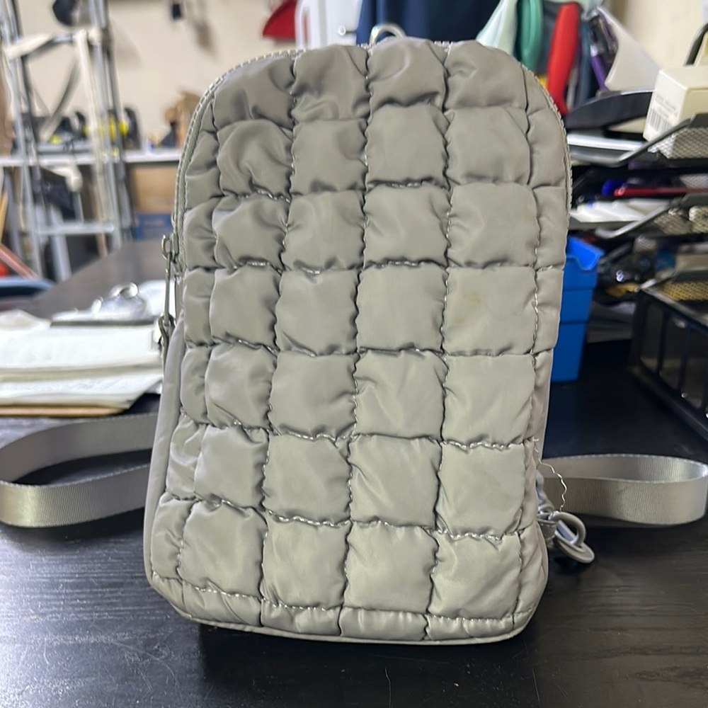 Aldo Gray Quilted Backpack with Padded Design
